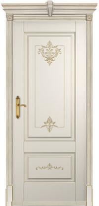 Дверь межкомнатная классическая, Флоранс ПГ, Эмаль слоновая кость патина шампань